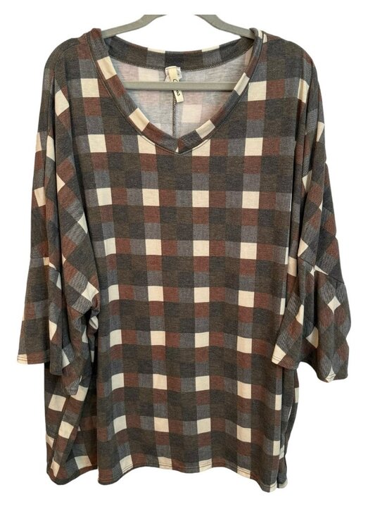 Crepas Tops - Crepas Blouse Size 2X/3X Gray Multi Sleeves 3/4 Women Top Blouse